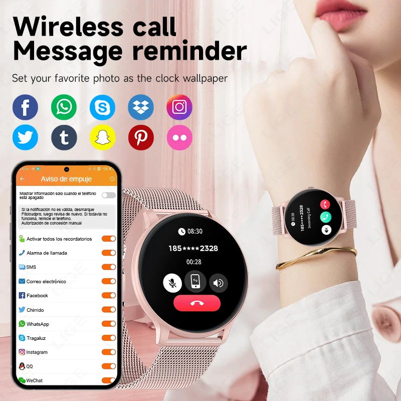 LIGE 블루투스 통화 스마트워치 여성용 맞춤형 다이얼 - Health Wellness Bracelet 리뷰 및 가격